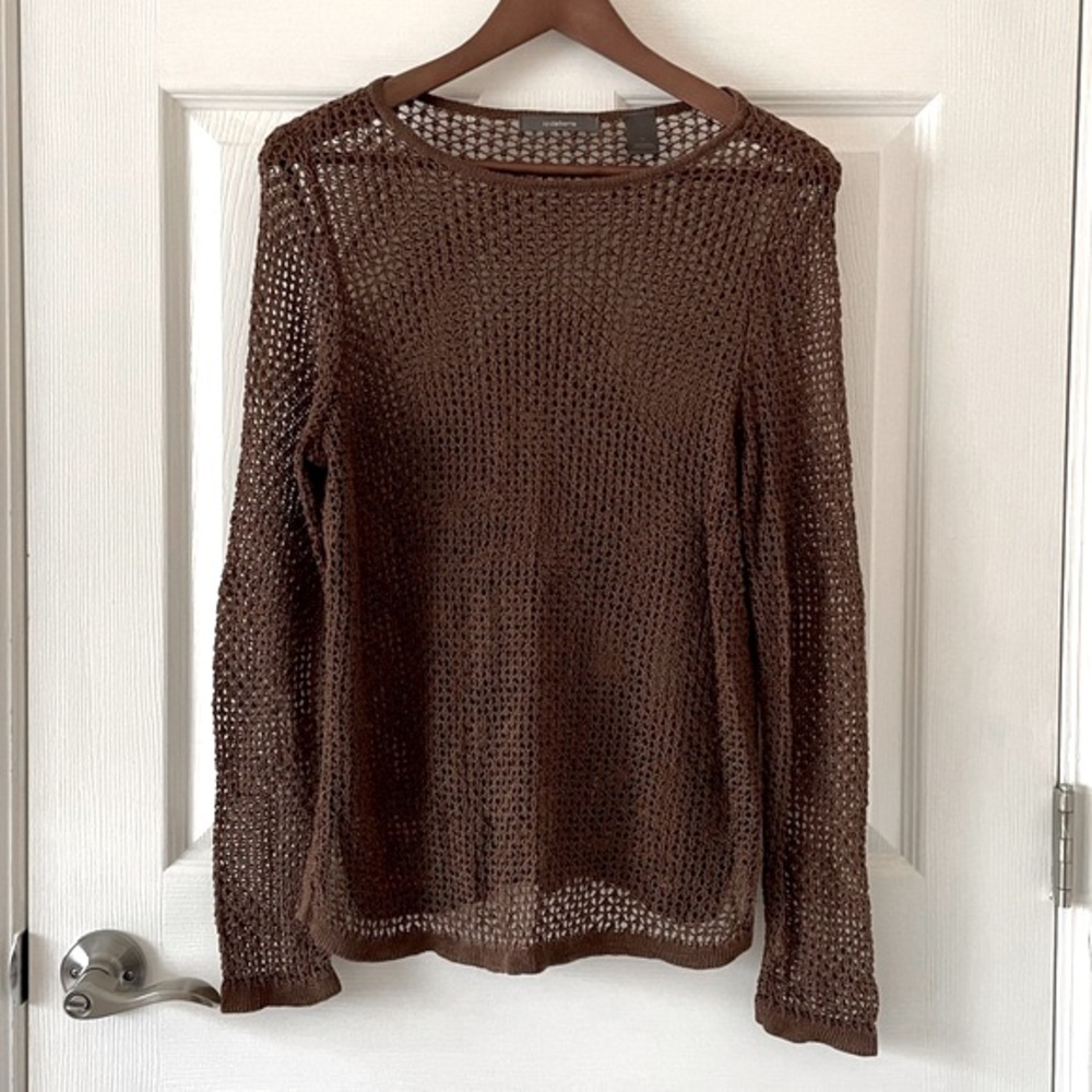 Liz Claiborne Brown Crochet Sweater Top